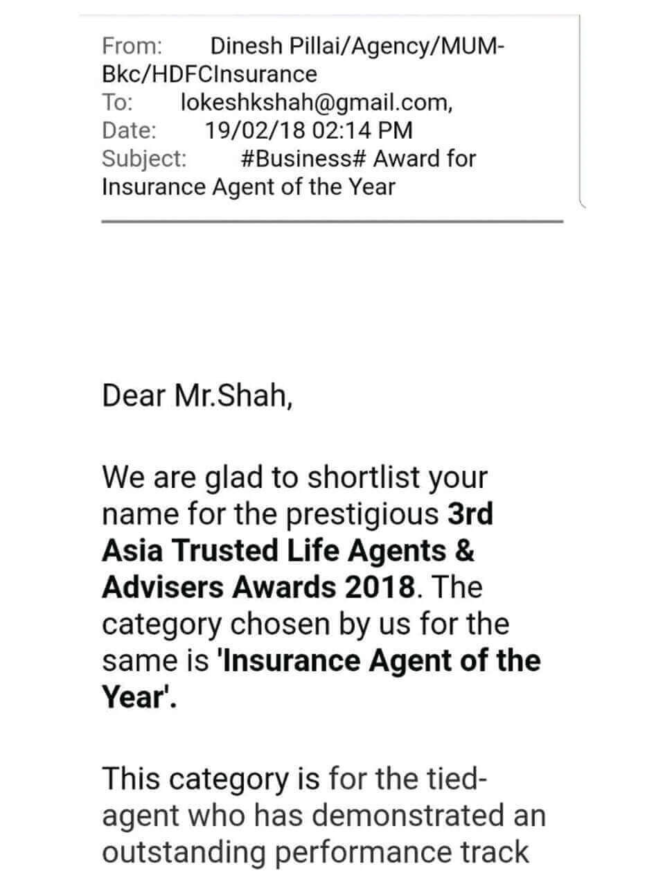 3rd Asia Trusted Life Agent Of The Year 2018